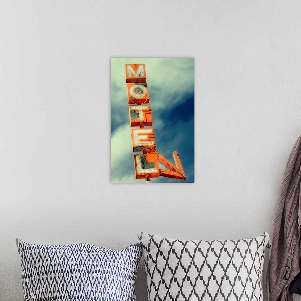 A bohemian room featuring Vintage Motel Sign