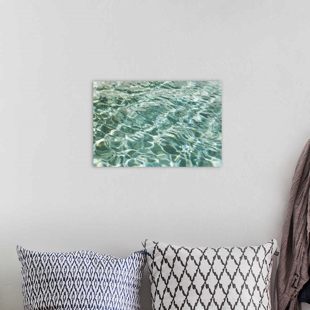 A bohemian room featuring Abstract image of light forming patterns on rippling water.