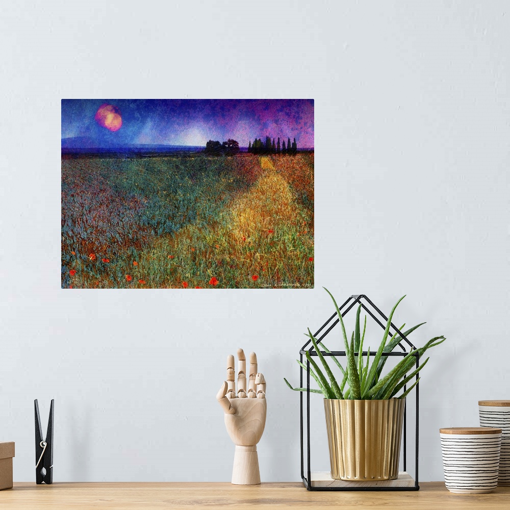 A bohemian room featuring Wheat Field And Trees