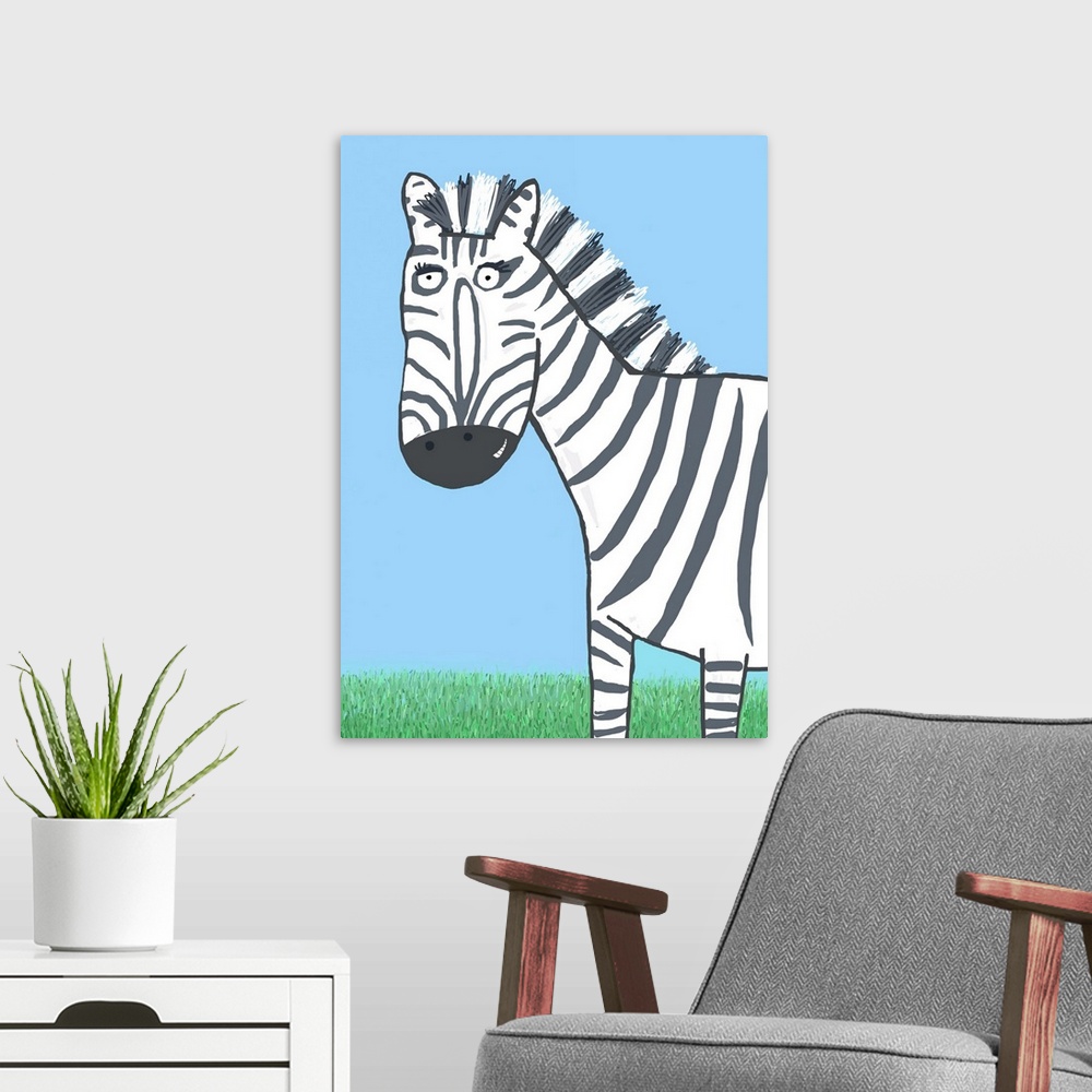 A modern room featuring Zebra Blue To Match Elephant
