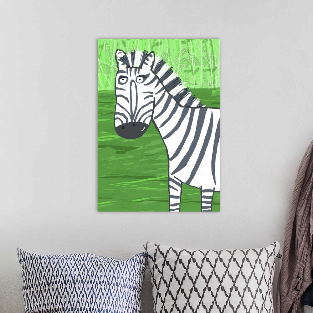 A bohemian room featuring Zebra Green Background