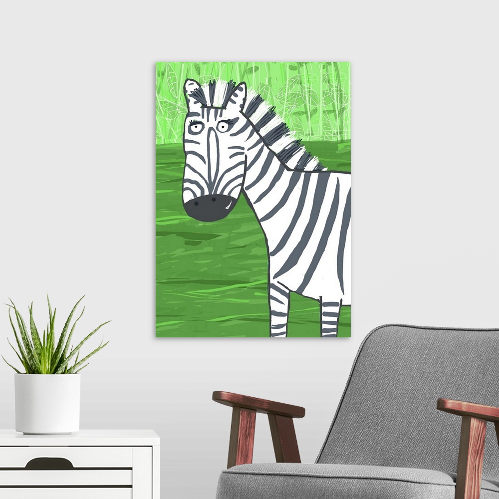 A modern room featuring Zebra Green Background