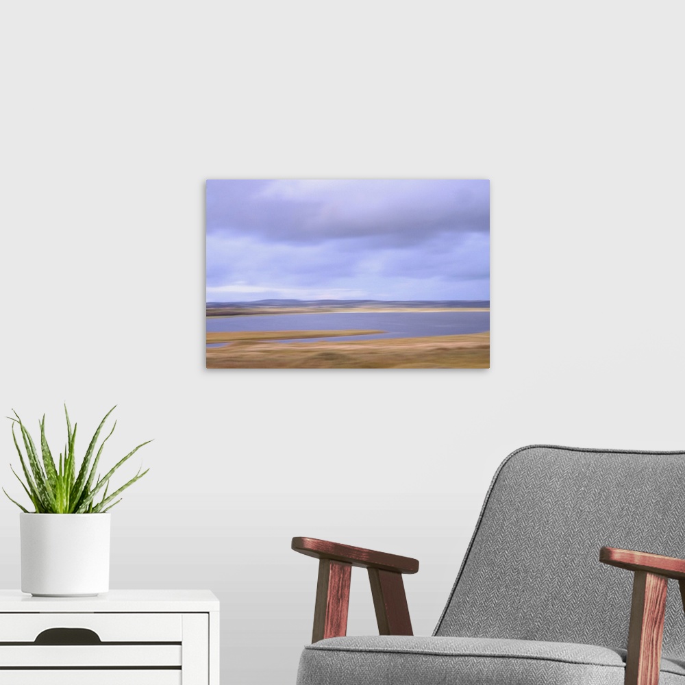 A modern room featuring Artistically blurred photo. Nature reserve Agger Tange, south of the town of Agger at the North S...
