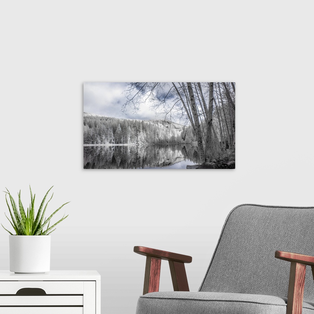 A modern room featuring A Winter Landscape