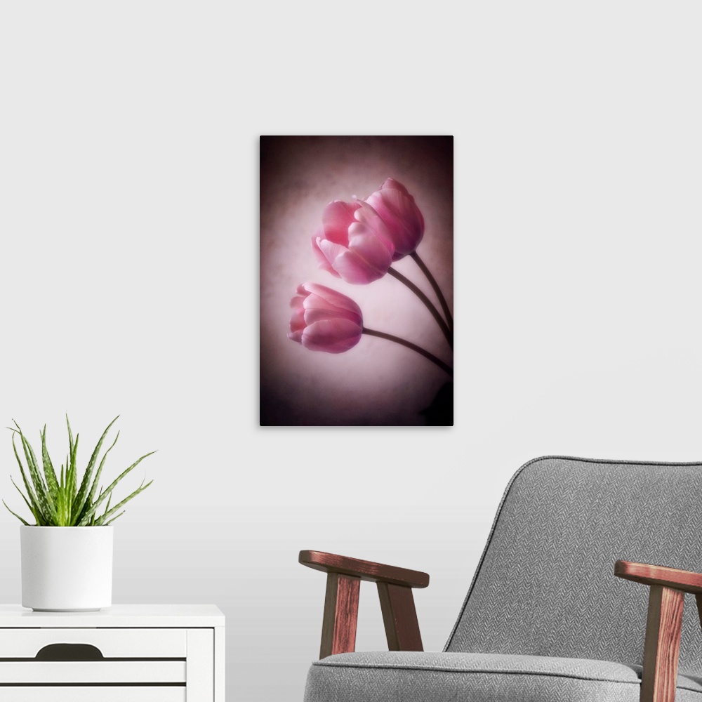 A modern room featuring Tulips with the addition of a photo texture
