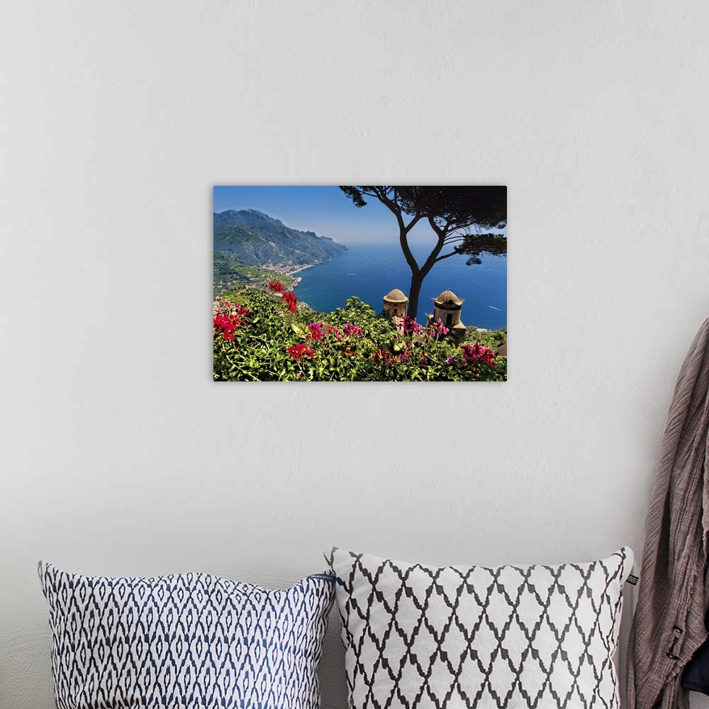 A bohemian room featuring Scenic Vista of the Amalfi Coast at Ravello, Campania, Italy.