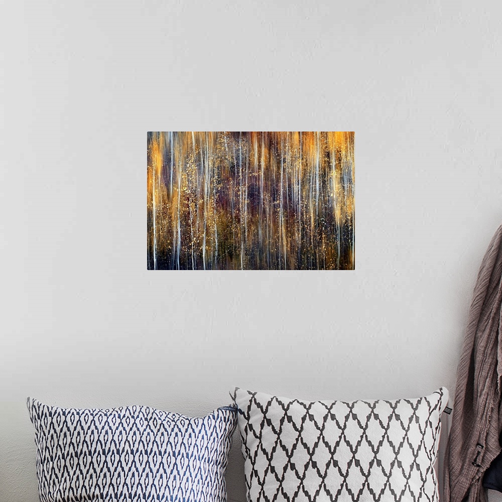 A bohemian room featuring A fine art photograph that gives that is two photographs digitally composited to create the blurr...