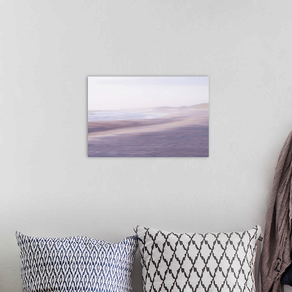 A bohemian room featuring Artistically blurred photo. The North Sea beach of North Jutland, Denmark.