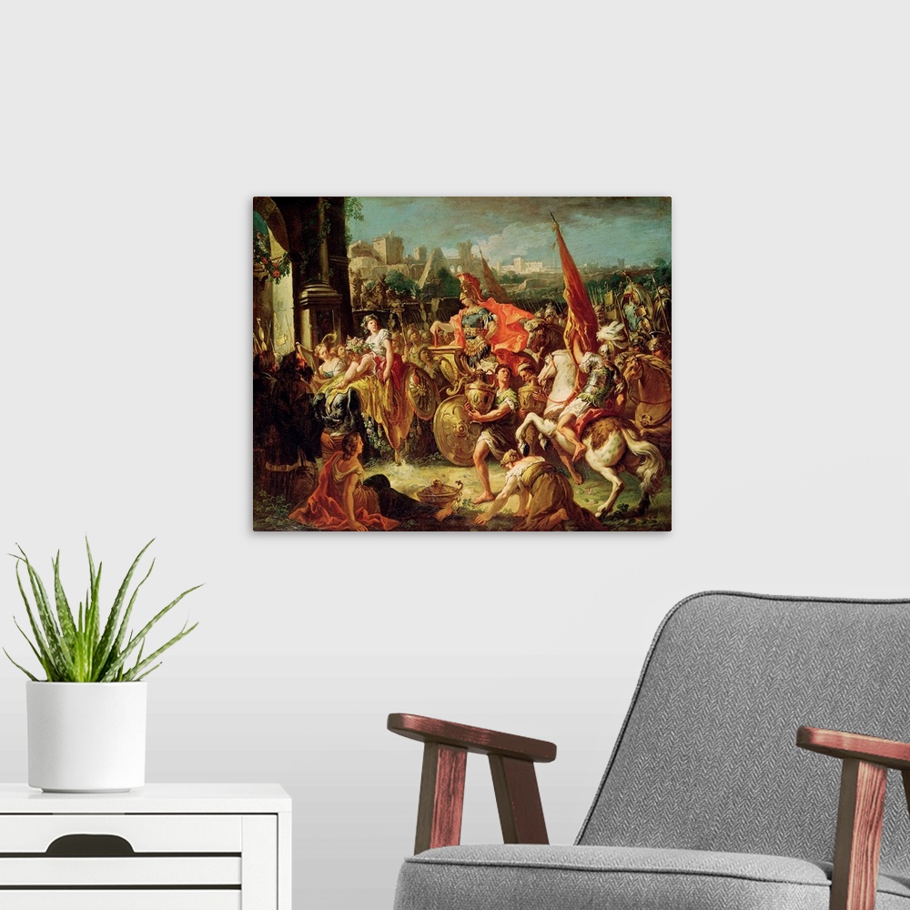 A modern room featuring This image is not mine, it appears to be a classical painting.