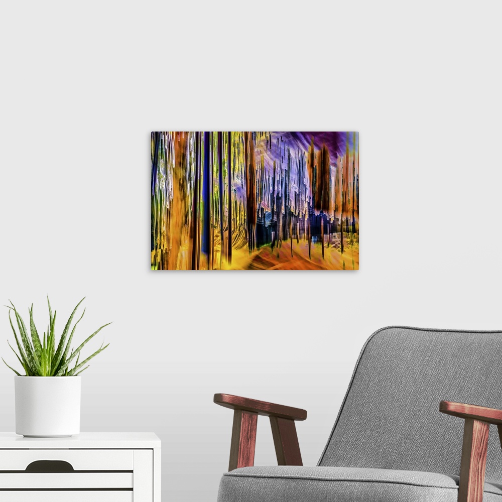 A modern room featuring Abstract representation of the glory of Autumn. The image was made using the in-camera burst mult...
