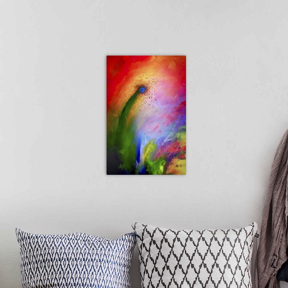 A bohemian room featuring Abstract image of a flower.