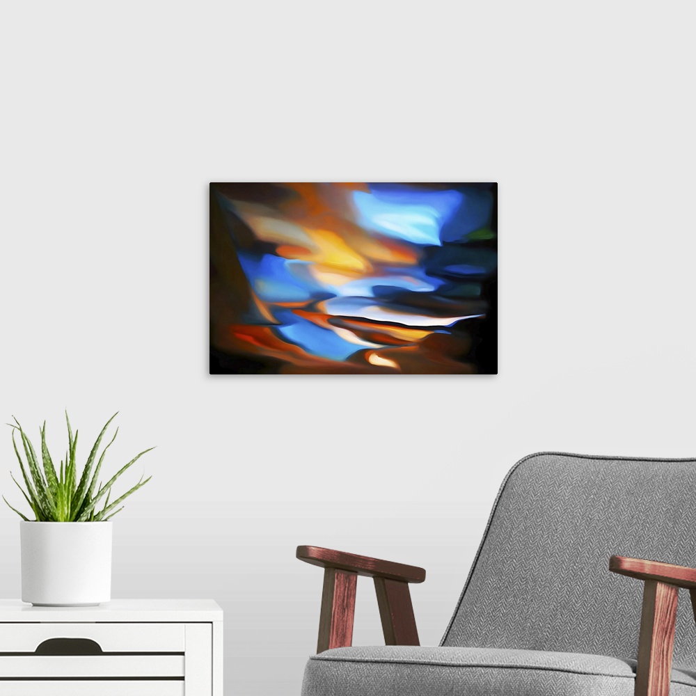 A modern room featuring Abstract photo made to look like an abstract oil painting in post-processing. It is a closeup-pho...