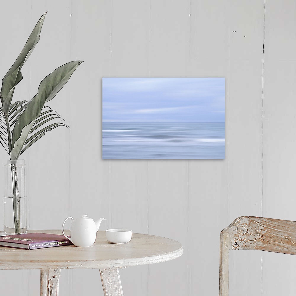 A farmhouse room featuring Artistically blurred photo. Late in the afternoon on a cloudy winter day at the coast of the Balt...