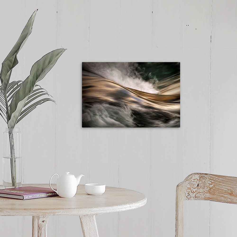 A farmhouse room featuring An abstract photograph of a detail from water rapids.