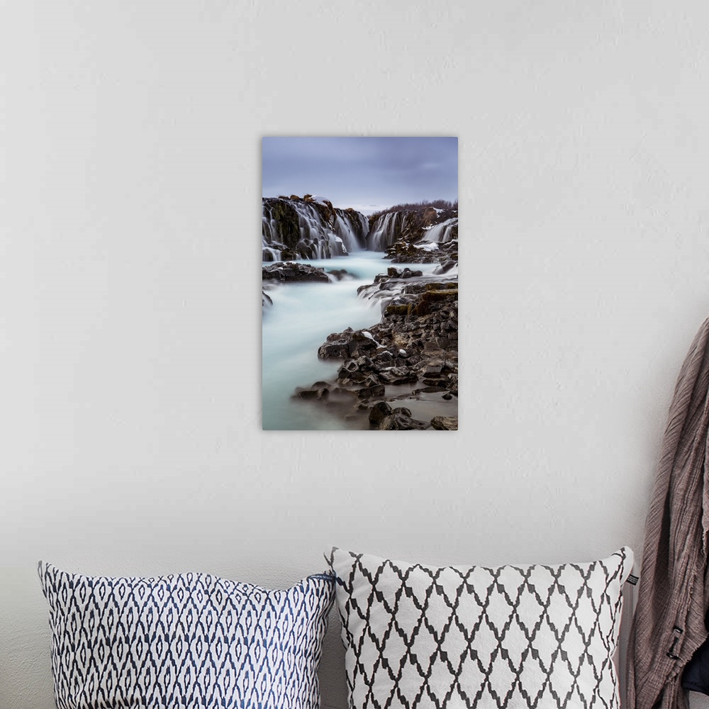 A bohemian room featuring Long exposure of Bruarfoss Foss, one of Iceland's most beautiful waterfalls.