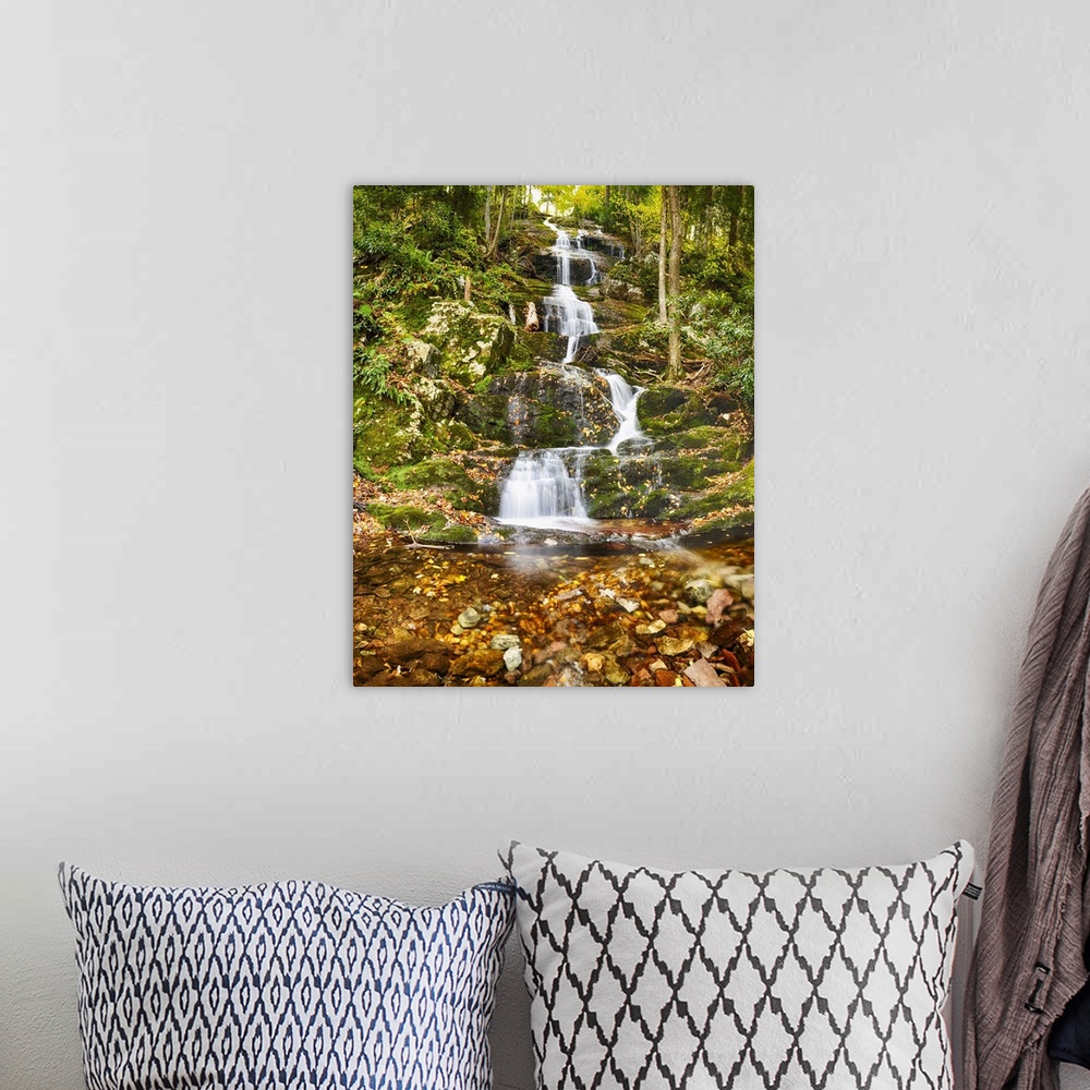 A bohemian room featuring Low angle view of the Buttermilk falls during autumn, Delaware. Water Gap National Recreational a...