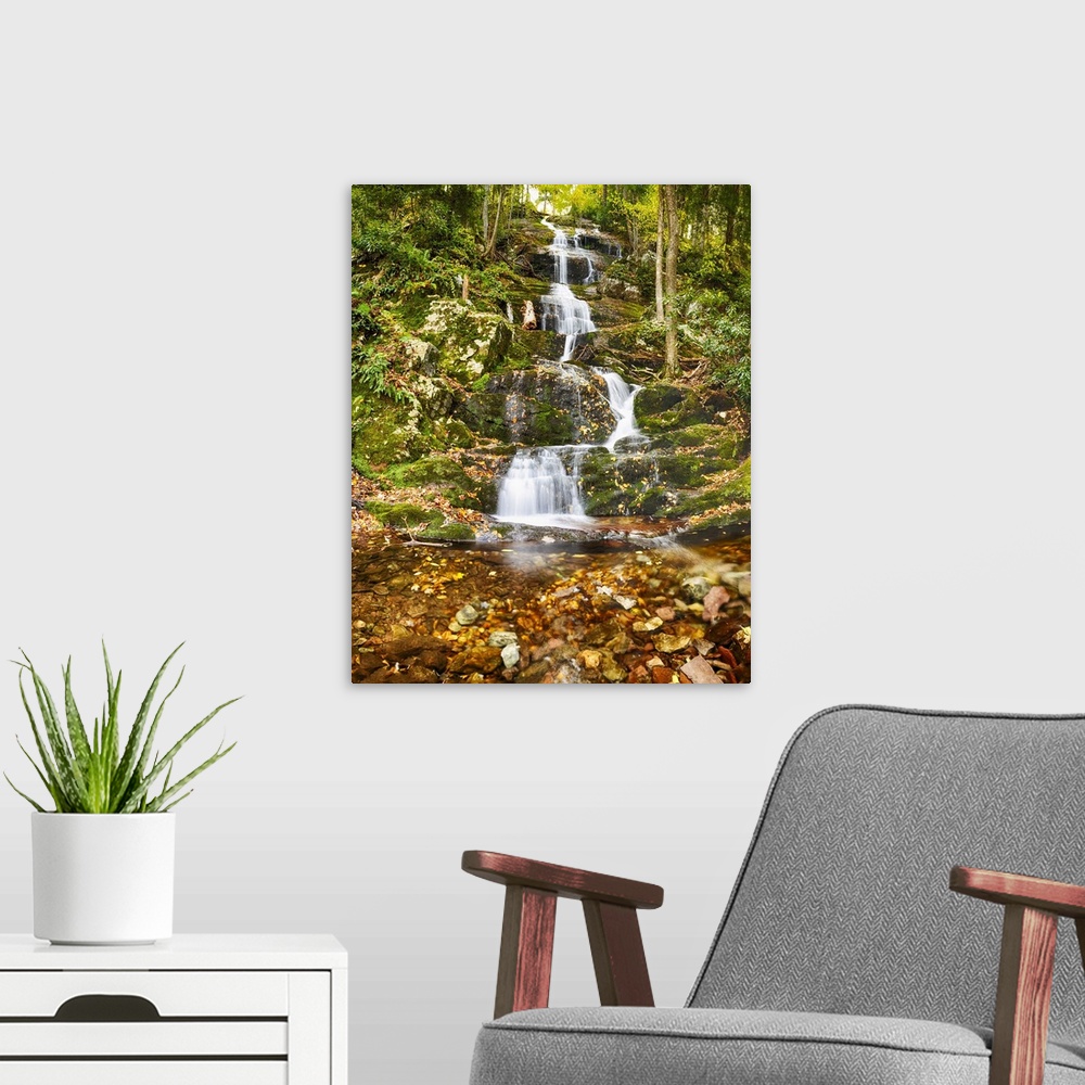 A modern room featuring Low angle view of the Buttermilk falls during autumn, Delaware. Water Gap National Recreational a...