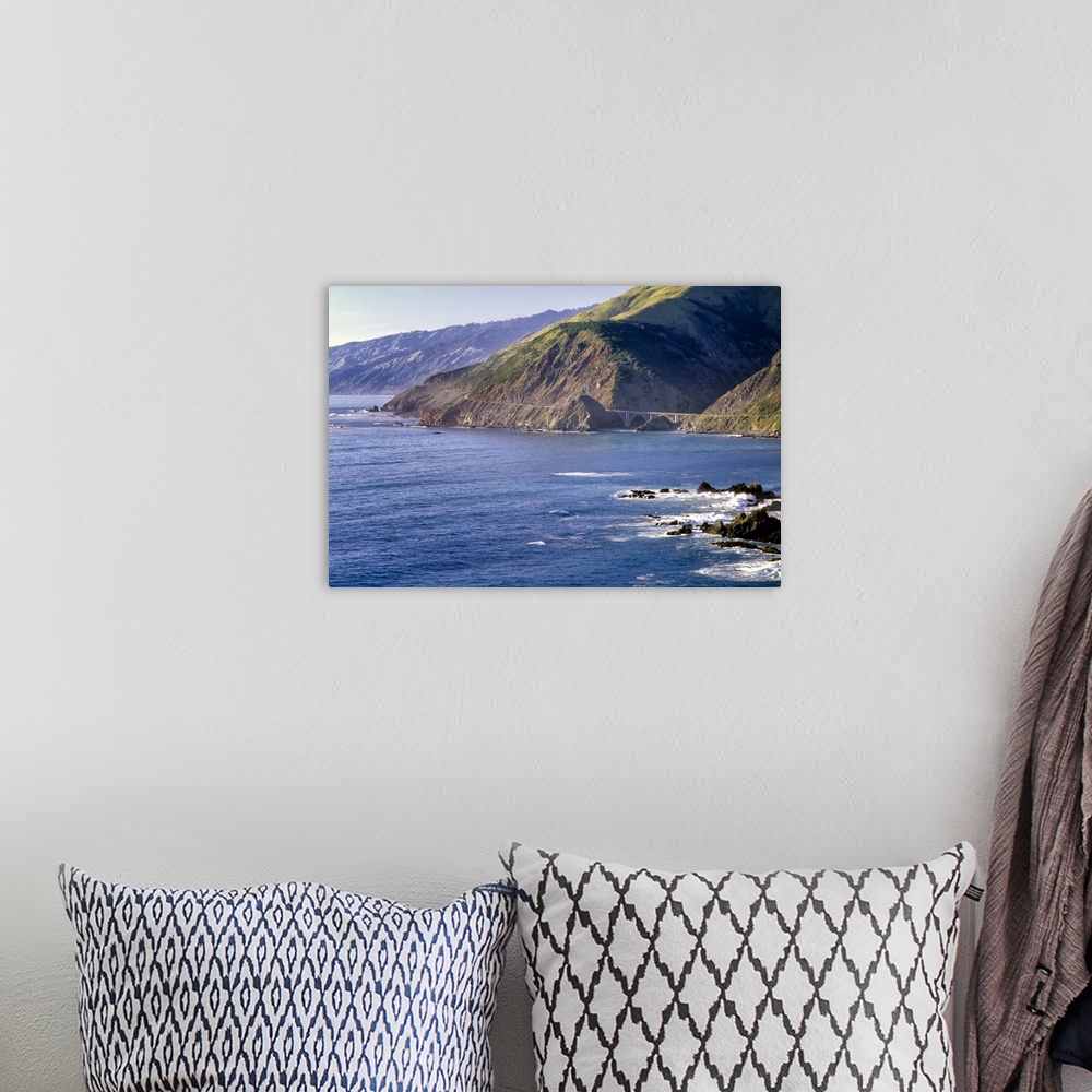 A bohemian room featuring View of California Highway 1 with the Rocky Creek Bridge, Big Sur Coast, California