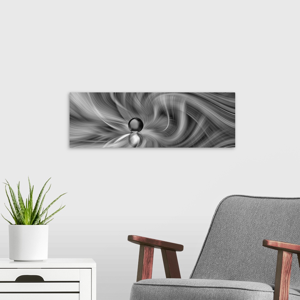 A modern room featuring An abstract  using several photos and layers and a water pearl.
