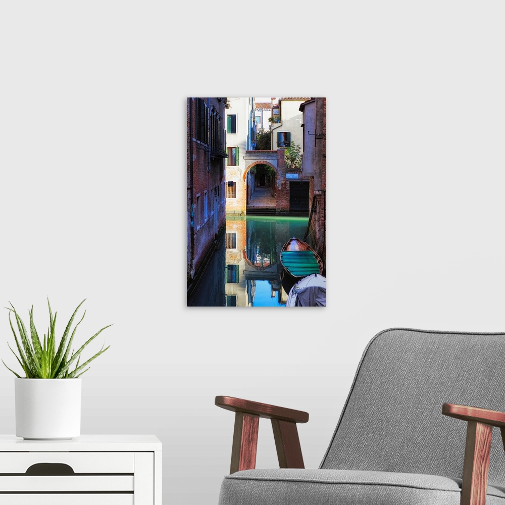 A modern room featuring Reflection in a Canal, Venice, Italy.