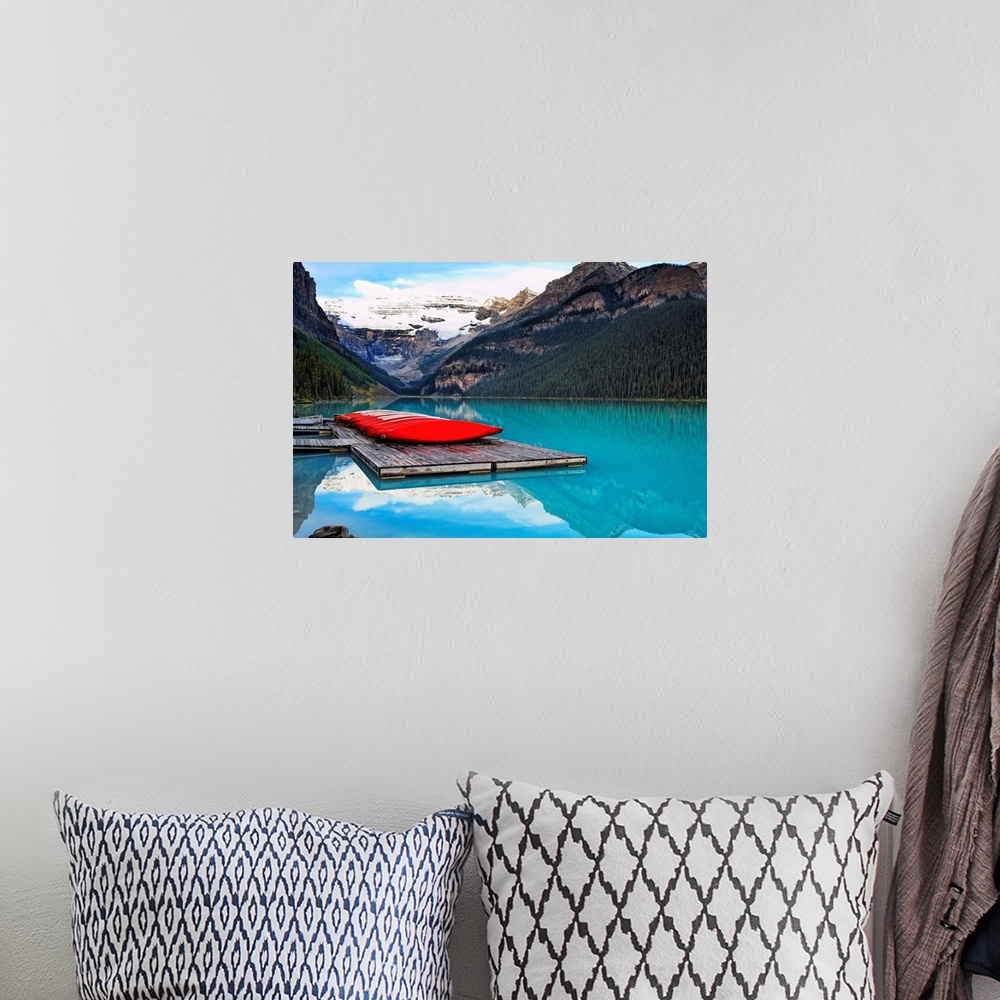 A bohemian room featuring Canoes of Lake Louise, Alberta, Canada