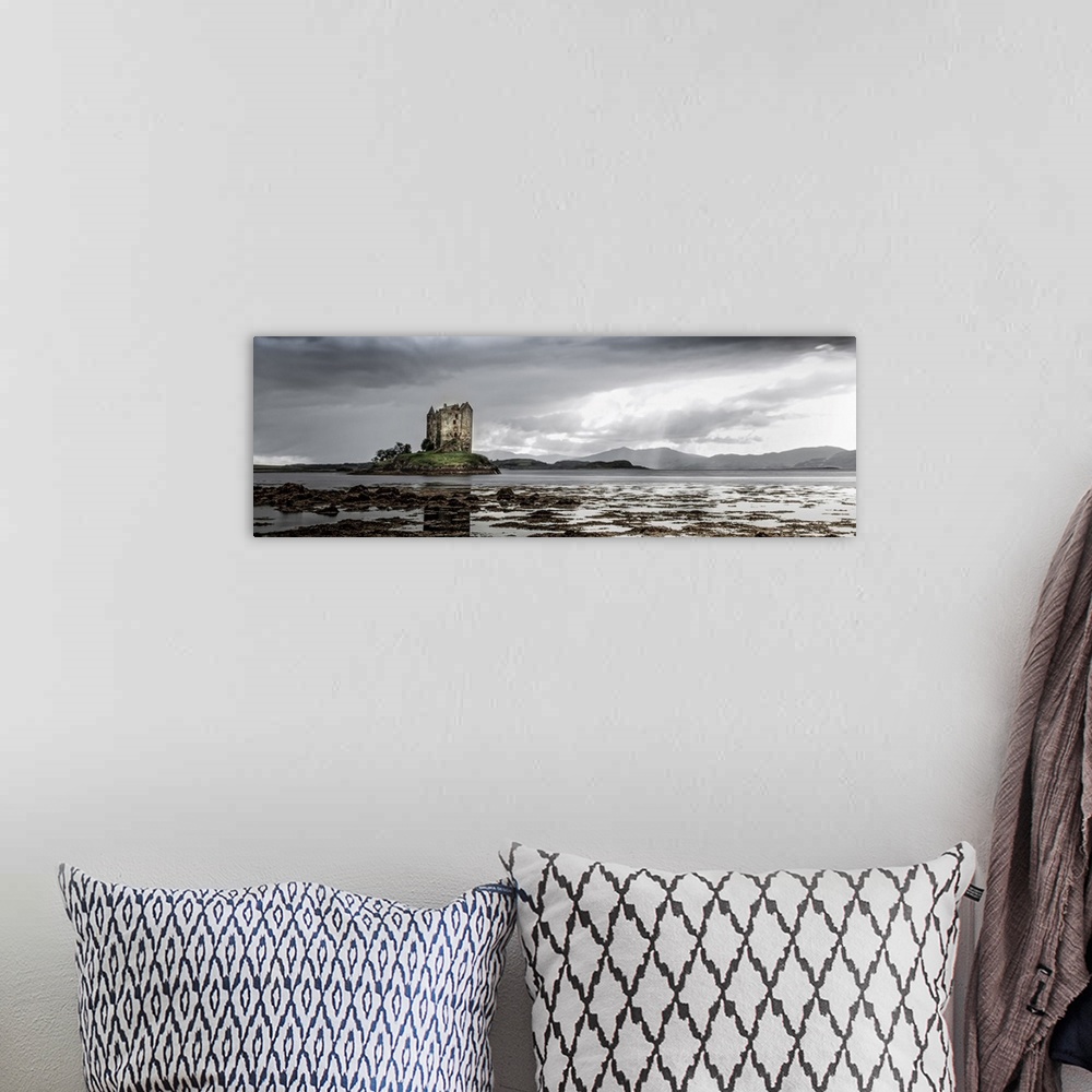A bohemian room featuring Scottish castle stalker on Loch Awe in the Scottish Highland.