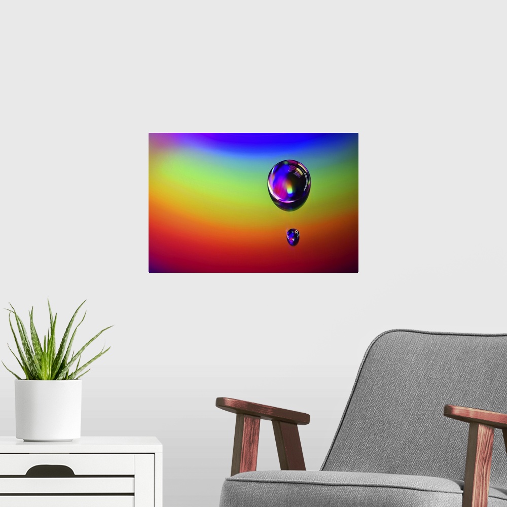 A modern room featuring Cd's Rainbow Drops