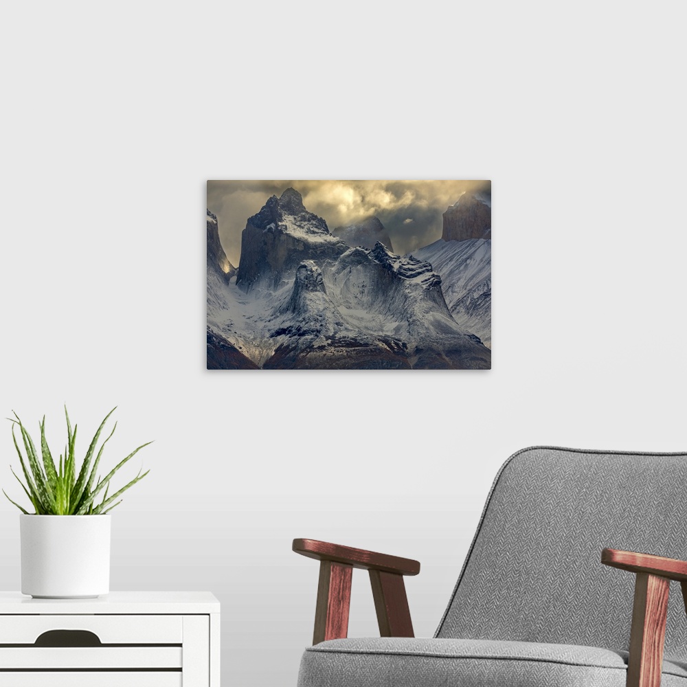 A modern room featuring Chile, Patagonia, Torres del Paine National Park, Paine Massif, Cordillera Paine, Cuerno Este