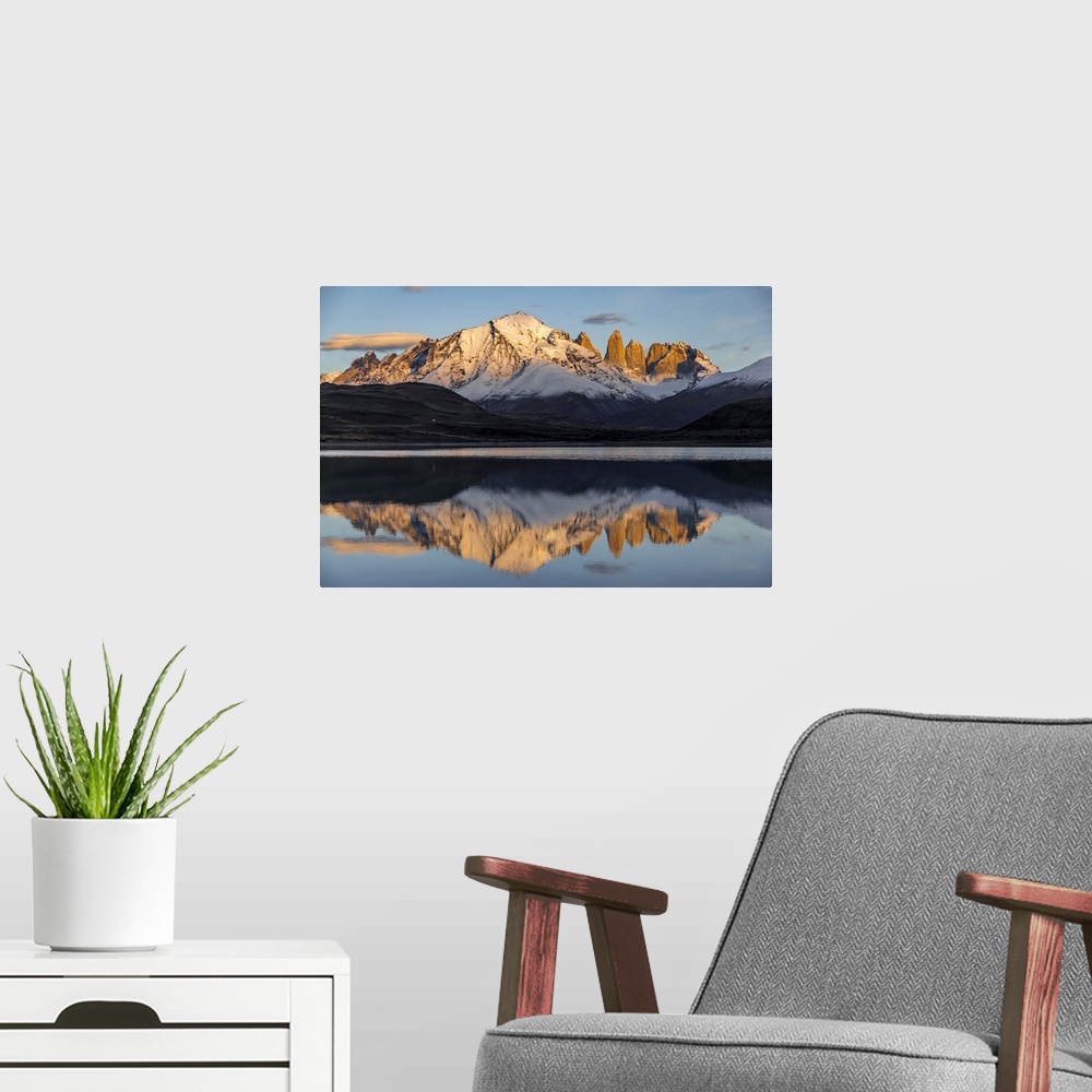 A modern room featuring Chile, Patagonia, Torres del Paine National Park, Cordillera Paine, Los Cuernos, Almirante Nieto,...