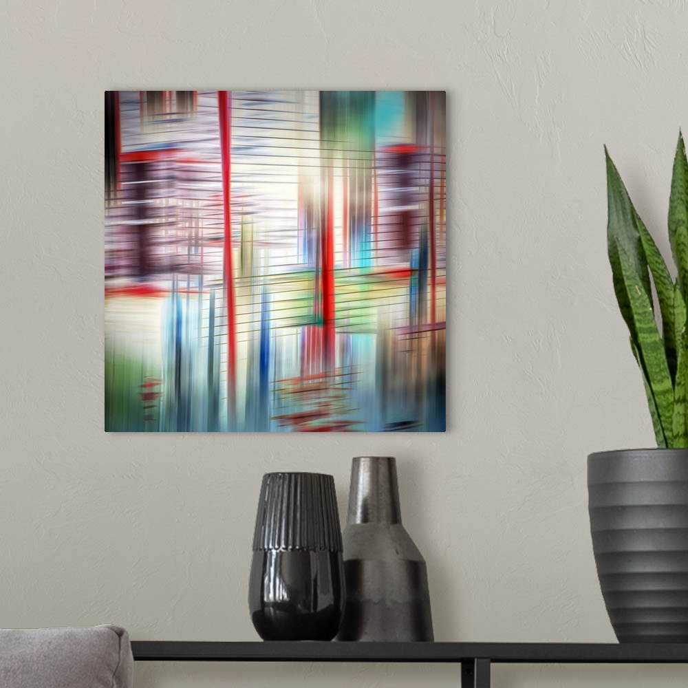 A modern room featuring Abstract photography - the image was made using the ICM (Intentional Camera Movement) technique c...