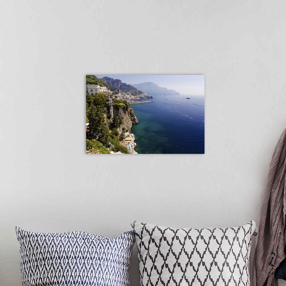 A bohemian room featuring High Angle View of the Amalfi Coastline at Amalfi, Campania, Italy