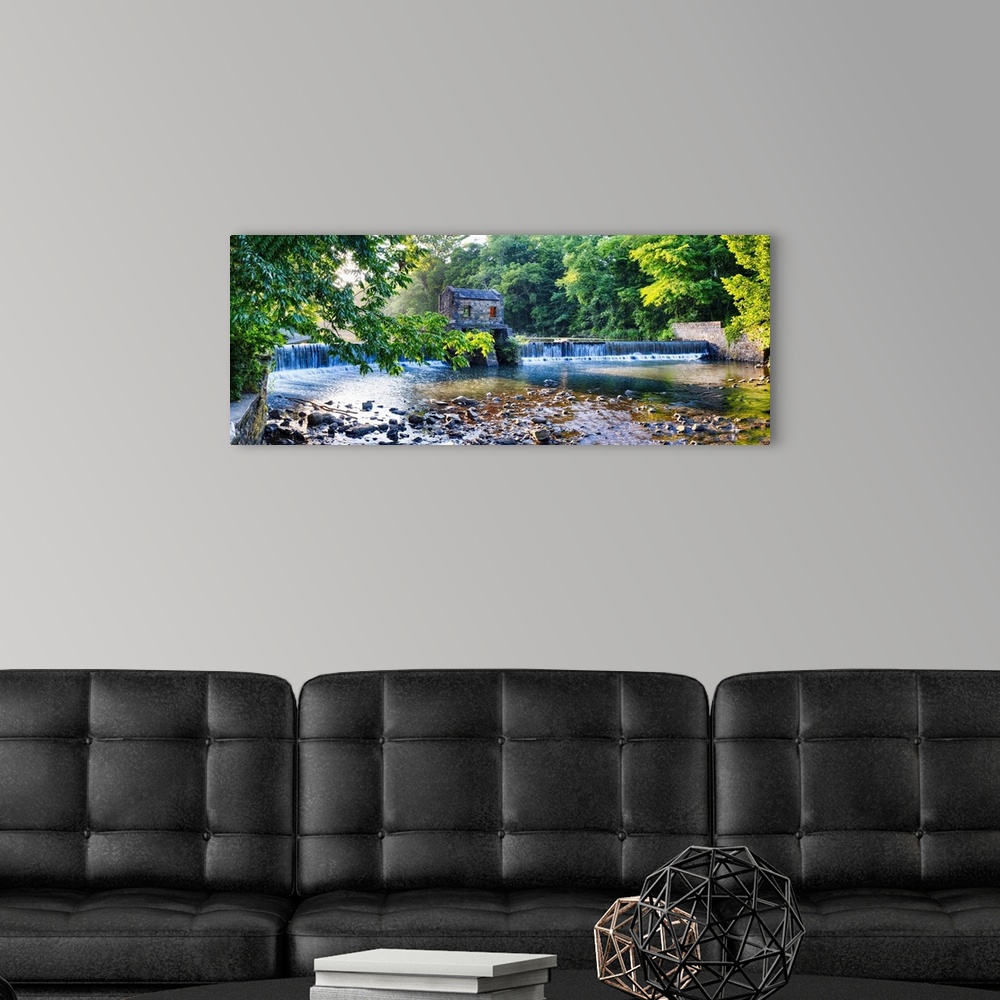 A modern room featuring Panoramic Image of an Old Dam with a Waterfall on the Whippany River, Speedwell Lake Park, Morris...