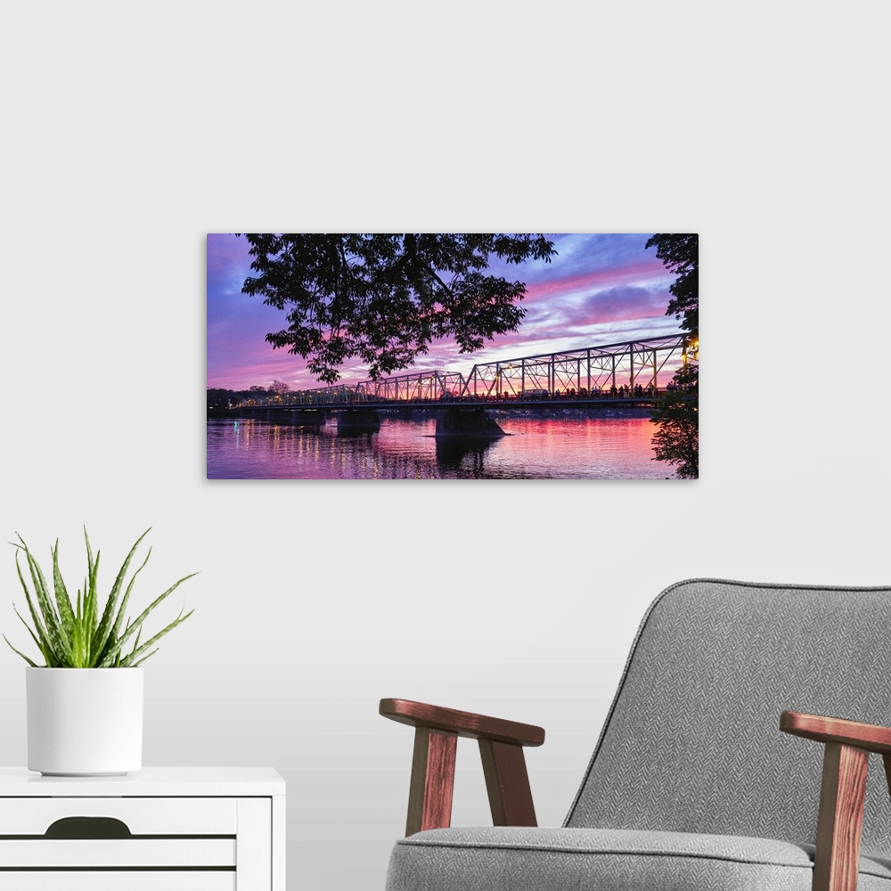 A modern room featuring Low Angle View of the Lambertville-New Hope Bridge Over The Delaware River from the New Jersey Side