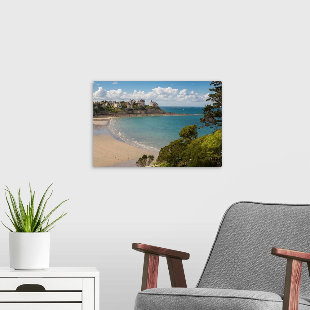 A modern room featuring Sandy beach in Northern France near St. Lunaire in Brittany.