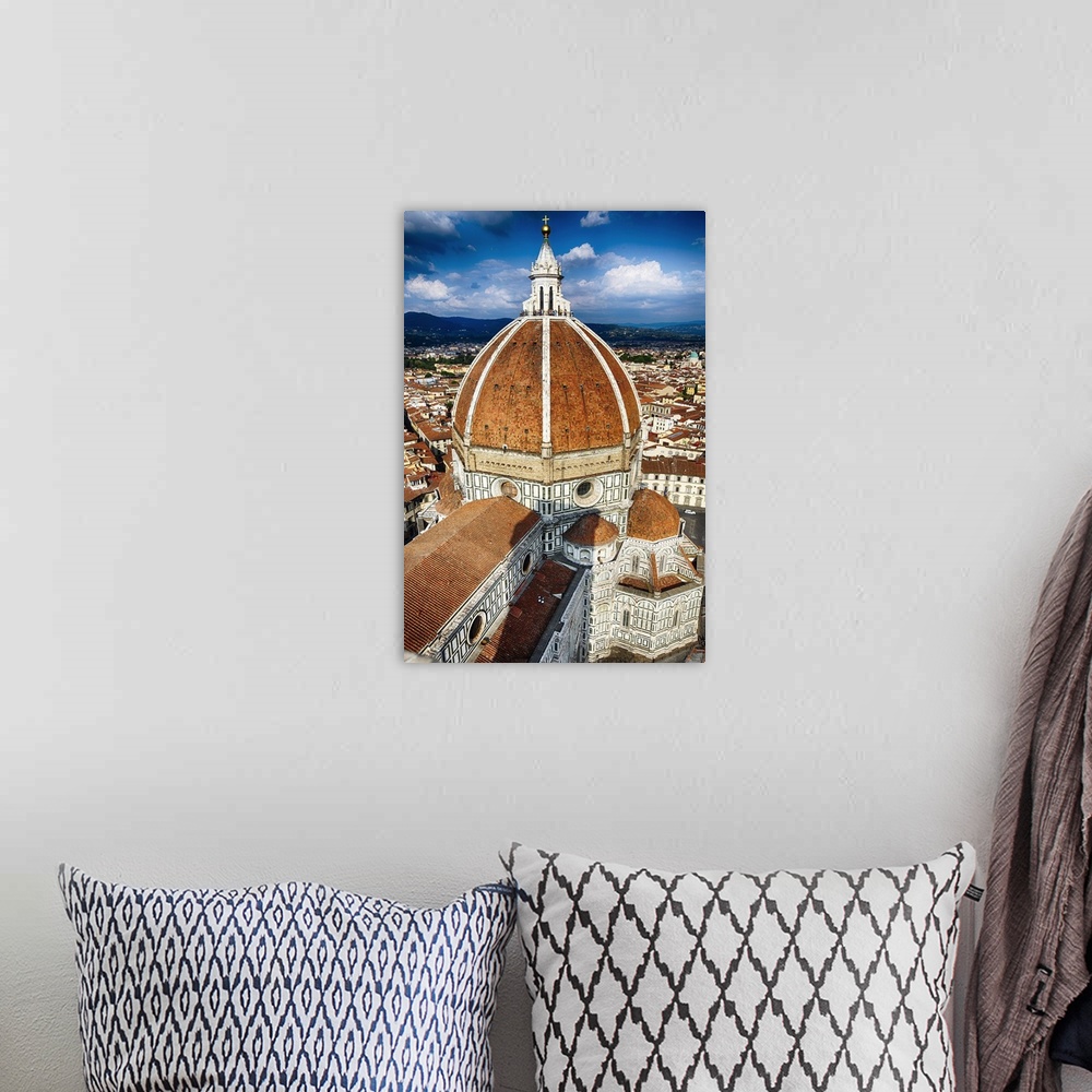A bohemian room featuring High angle view of the Florence with the Dome of the Basilica of Saint Mary of the Flower, Tuscan...