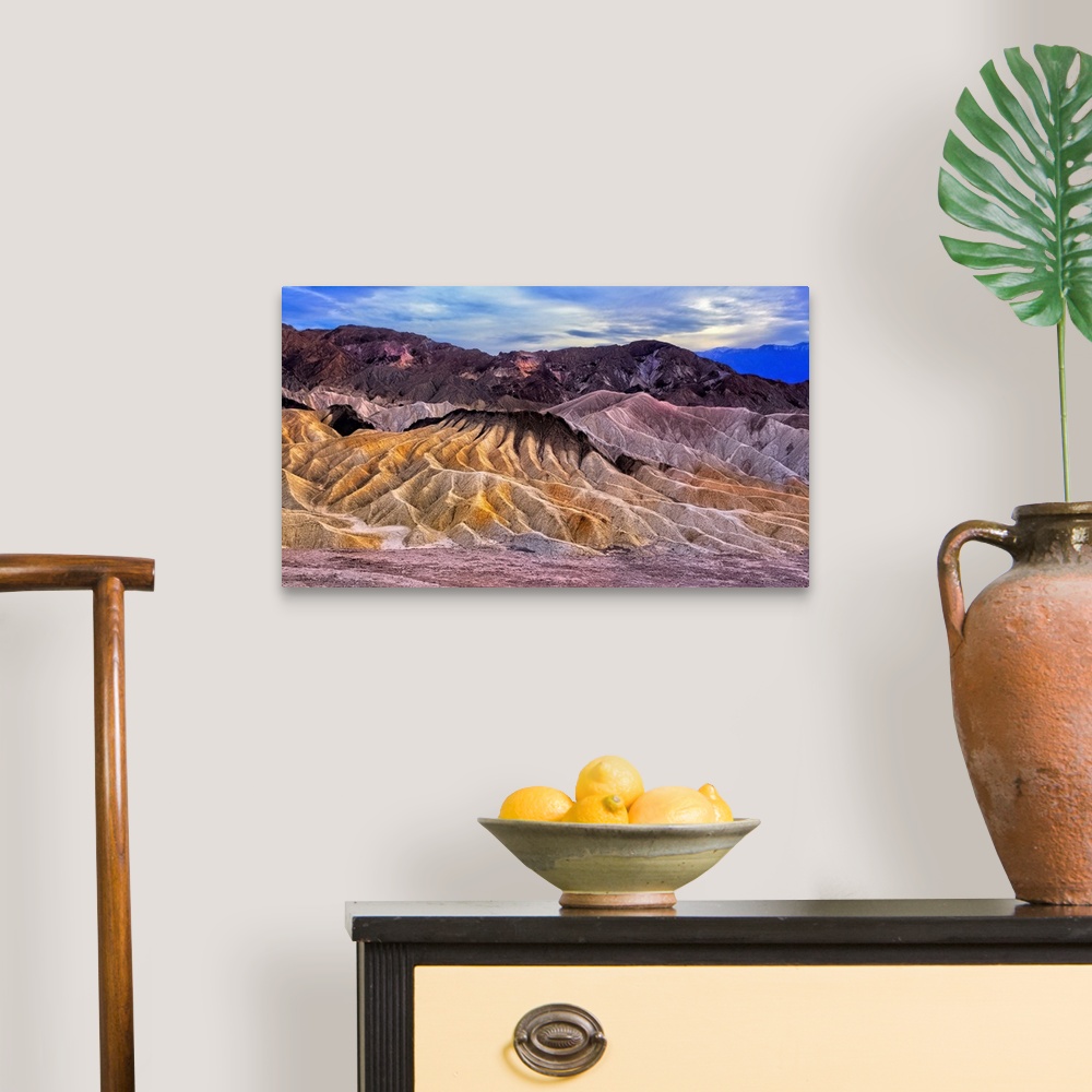 A traditional room featuring Eroded Mountains at Zabriskie Point, Detah Valley National Park, California, USA.