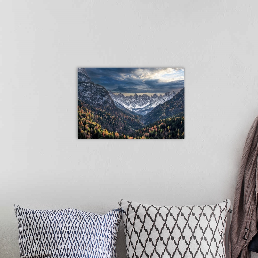 A bohemian room featuring While I was traveling I noticed this wonderful glimpse. It is a mountain range in the Veneto and ...