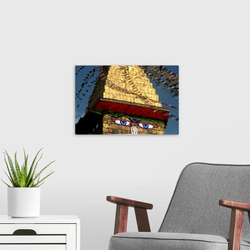 A modern room featuring Eyes of the Temple