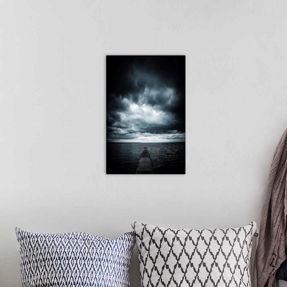 A bohemian room featuring Stormy sky over the sea