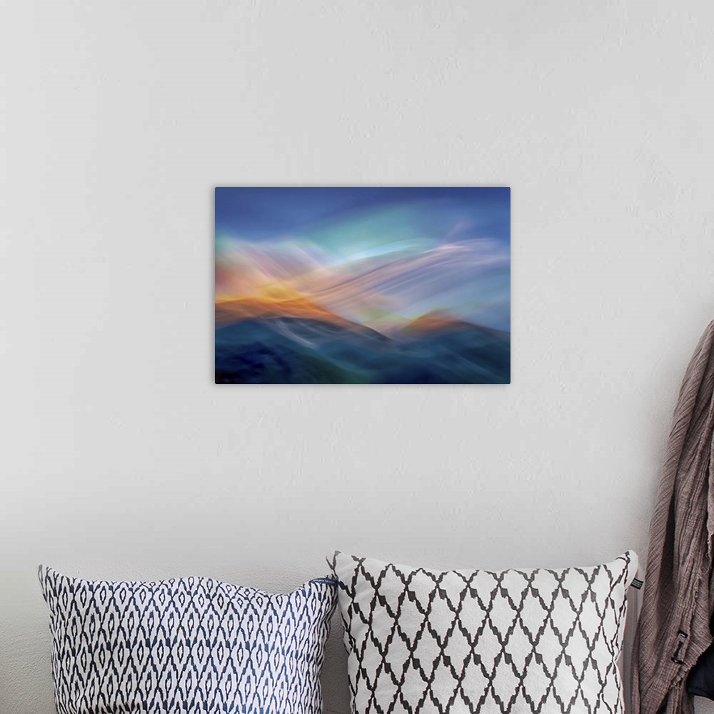A bohemian room featuring Abstract of Idaho Peak in Winter, from New Denver in BC, Canada.