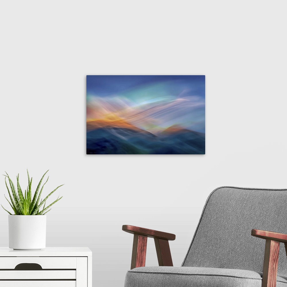 A modern room featuring Abstract of Idaho Peak in Winter, from New Denver in BC, Canada.