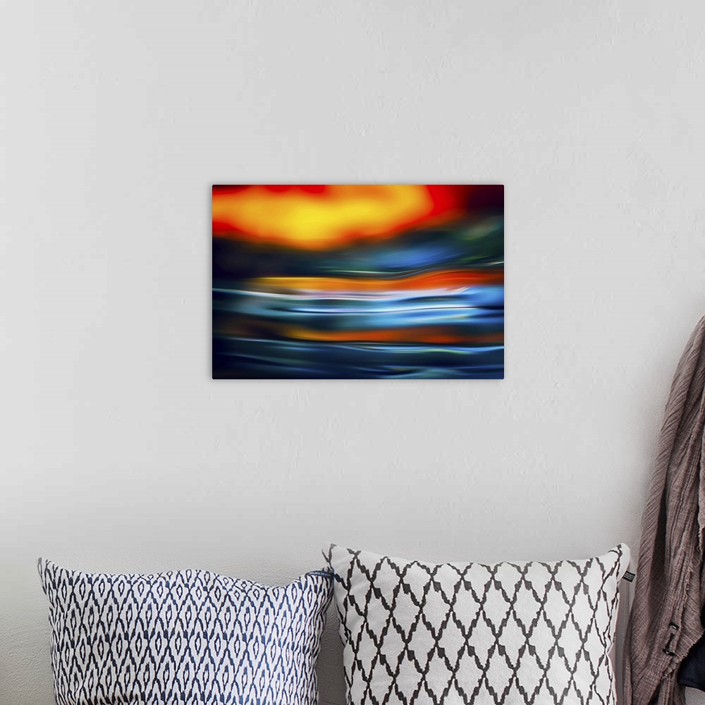 A bohemian room featuring Studio shot of water reflecting colors. This is an abstract representation or impression of a dra...
