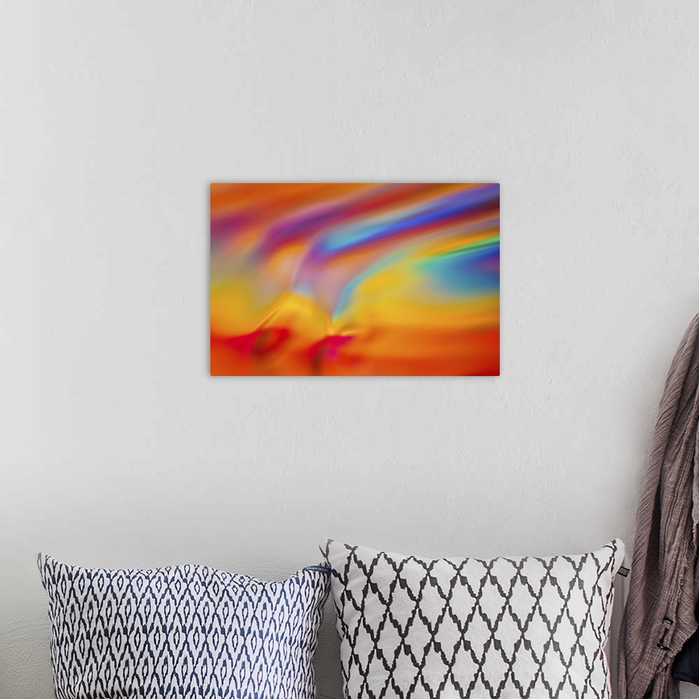 A bohemian room featuring Abstract image of a flame.