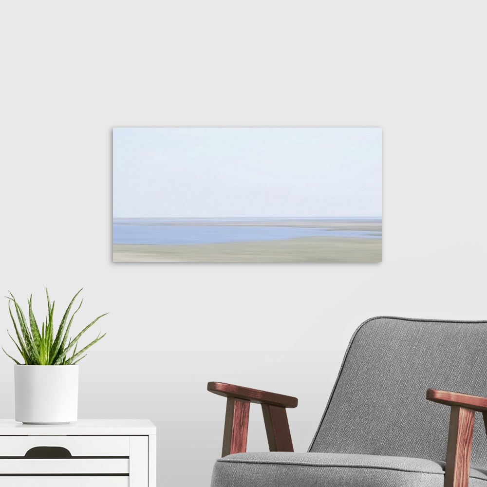 A modern room featuring Artistically blurred photo. Dreams float away with a warm summer wind.