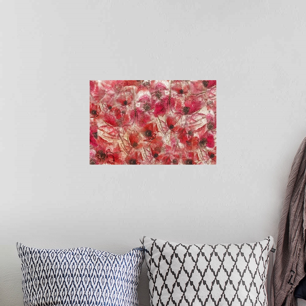 A bohemian room featuring Several layers of poppies in ice blended together.