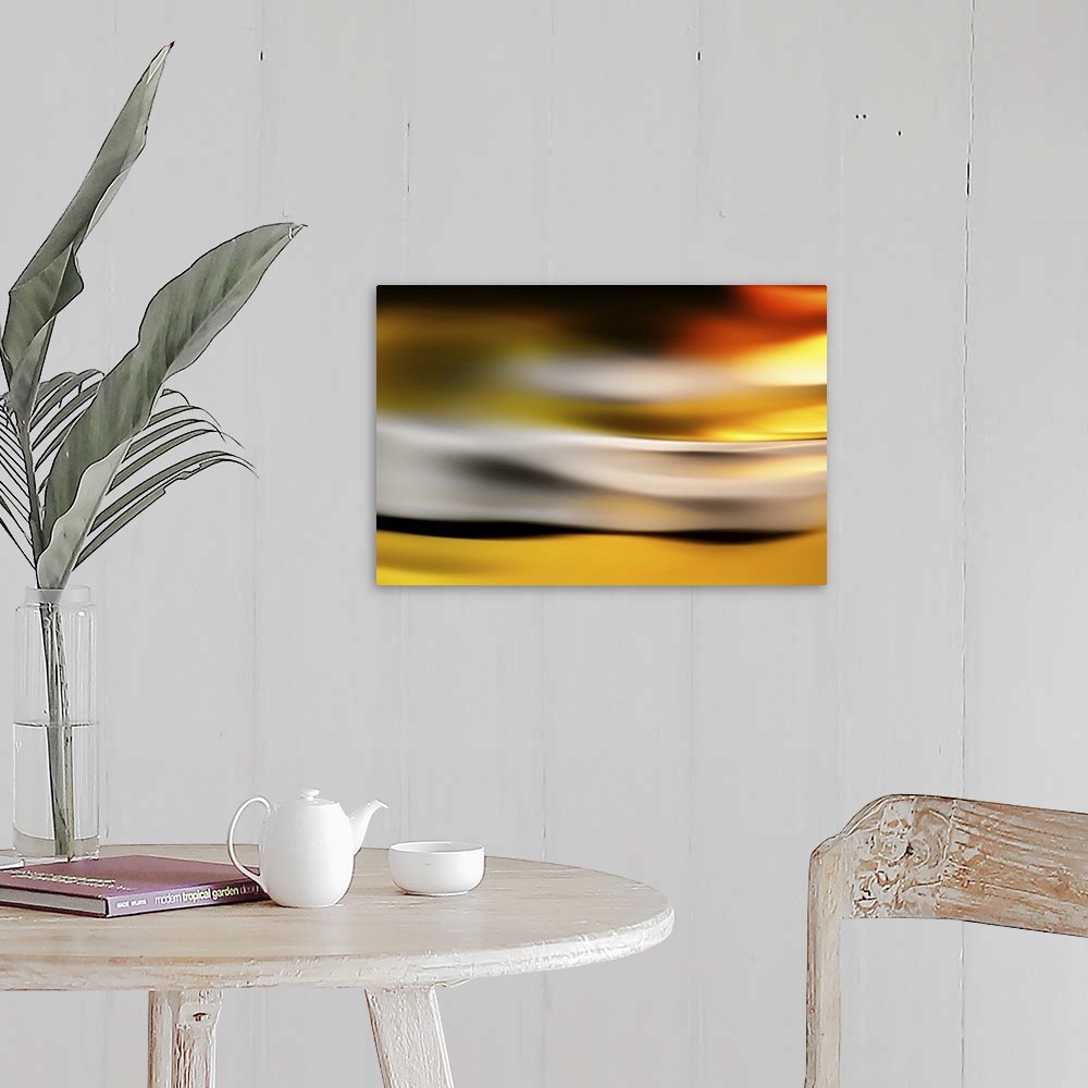 A farmhouse room featuring Abstract image of a golden glow at sunset.