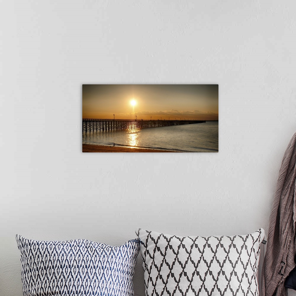A bohemian room featuring Golden Sunlight over a Wooden Pier, Keansburg, Monmouth County, New Jersey, USA.