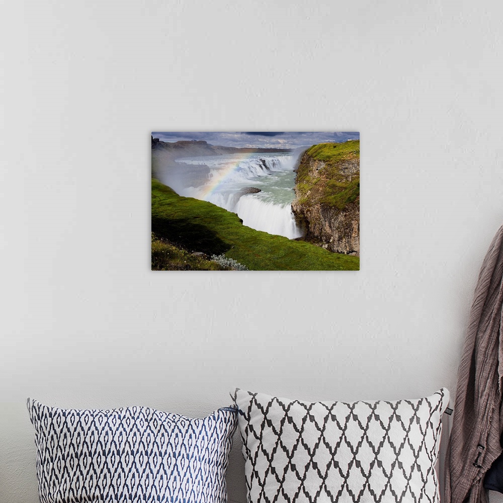 A bohemian room featuring High Angle View of The Gulfoss Waterfall During Summer; Iceland, Europe