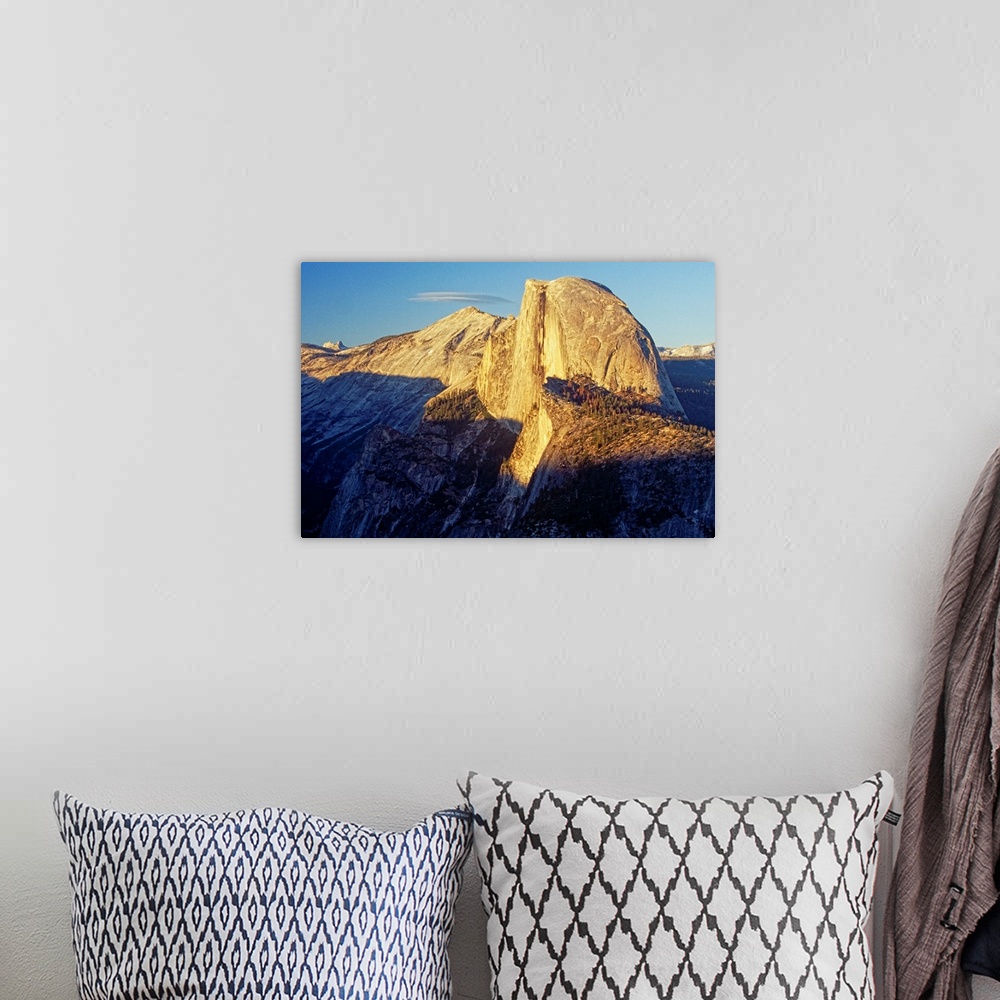 A bohemian room featuring Alpine Glow on Half Dome, Yosemite National Park, California. The morning sun lights up the peak ...