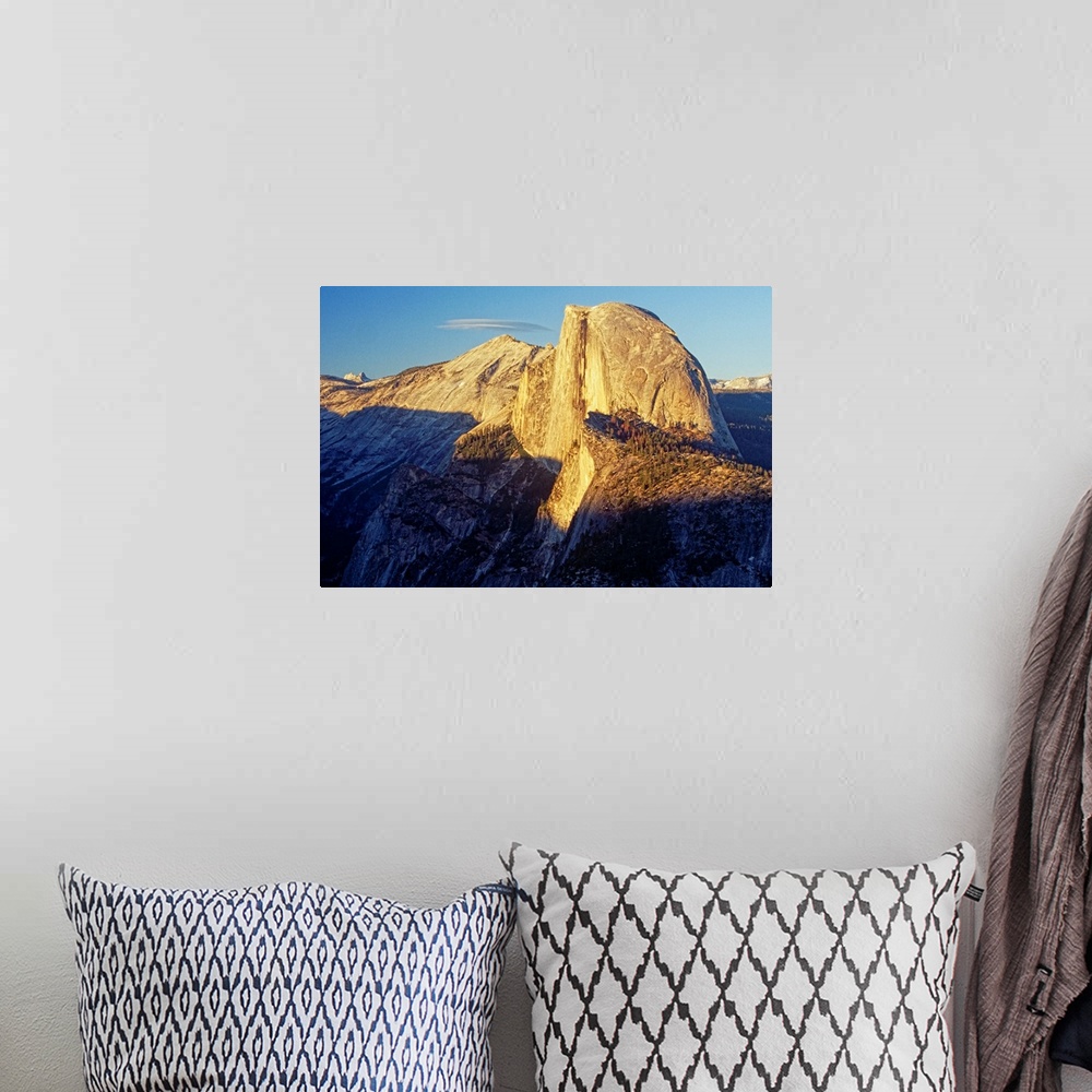 A bohemian room featuring Alpine Glow on Half Dome, Yosemite National Park, California. The morning sun lights up the peak ...